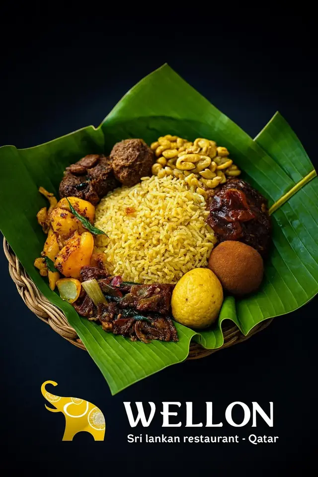 WellOn lamprais with fragrant rice and accompaniments on a banana leaf